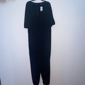 Ashley Stewart V Neck Black Jump Suit Off Shoulder NWT 22/24